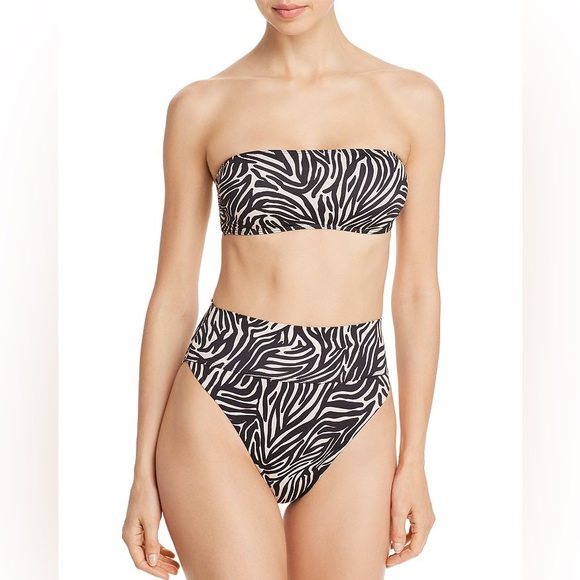 NWT Beach Riot Kelsey Bandeau Bikini Top Zebra | Black & Beige/Tan - Picture 8 of 8